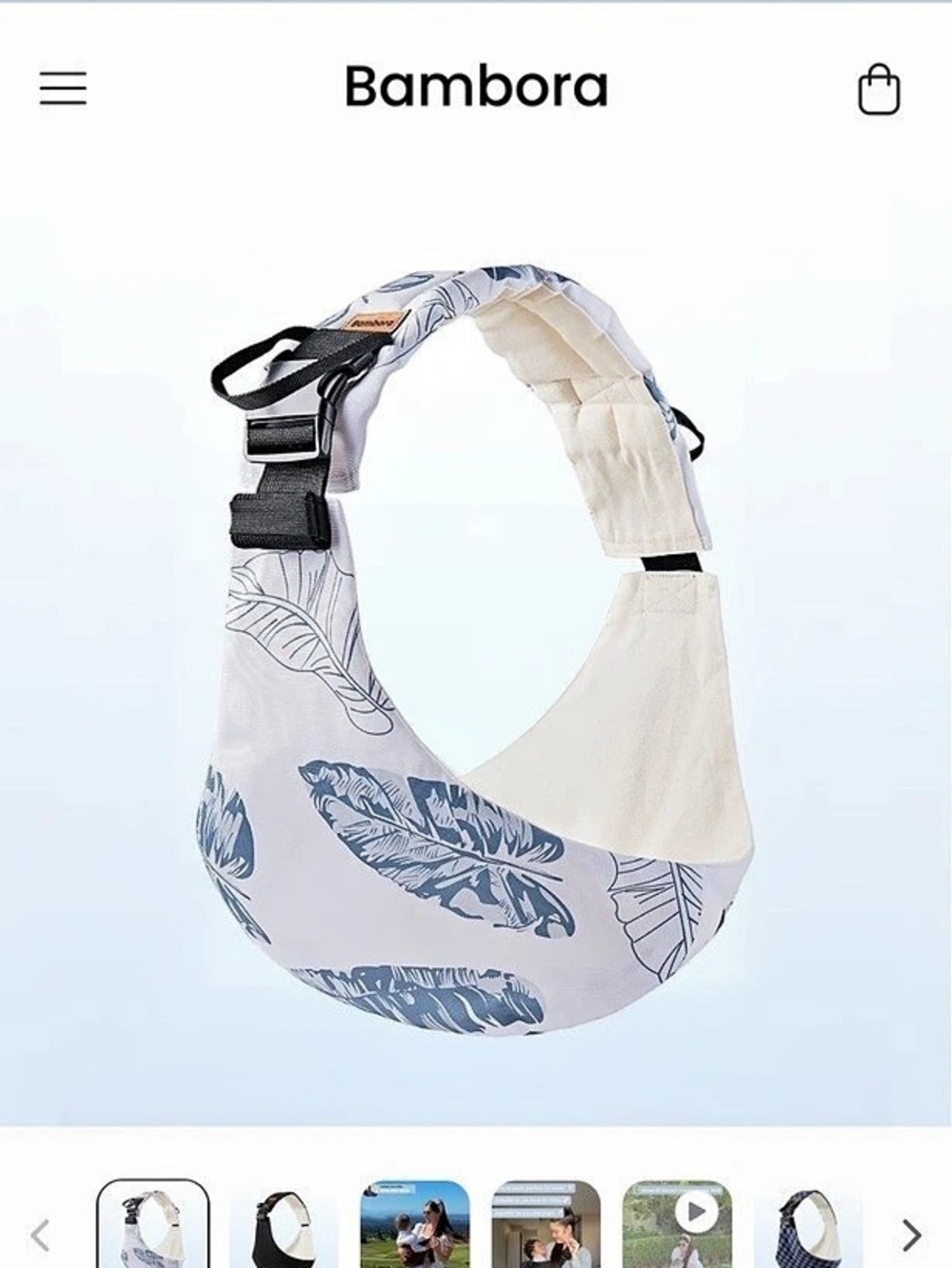Bambora Sling Carrier Floral Crossbody Bag in White & Black